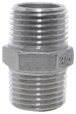 Stainless Steel Equal Hexagonal Male Nipple, NPT