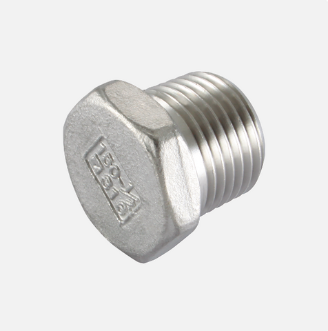 Stainless Steel Hexagonal Head Male Plug, BSPT