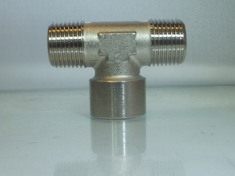Female Centre Leg Tee, Male Outlets - Nickel Plated Brass