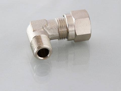 Male Compression Elbow, BSPT, Nickel Plated Brass, Metric