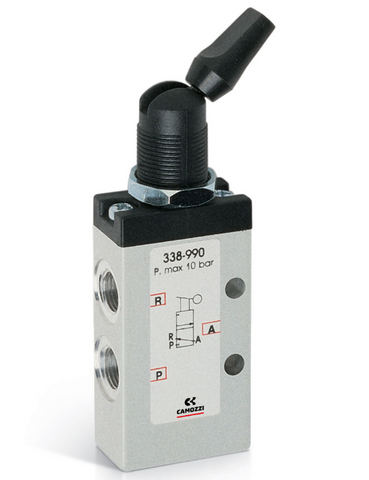 Camozzi 338-990 Lever/Lever Valve 3/2 1/8" BSP