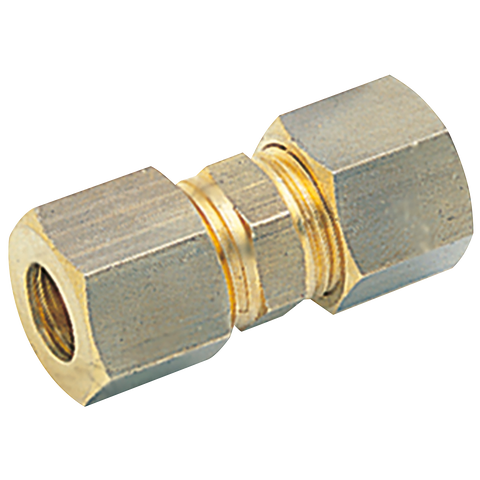 Compression Straight Connector, Brass, Metric