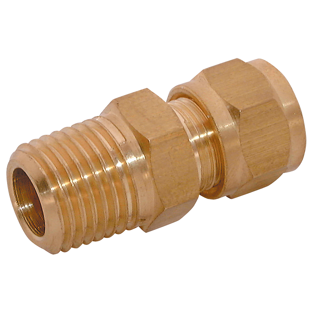 Male Compression Stud, BSPT, Brass, Imperial Context Pneumatic Supplies
