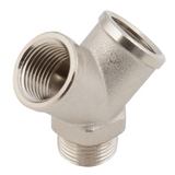 Y Connector, Male Inlet, Nickel Plated Brass