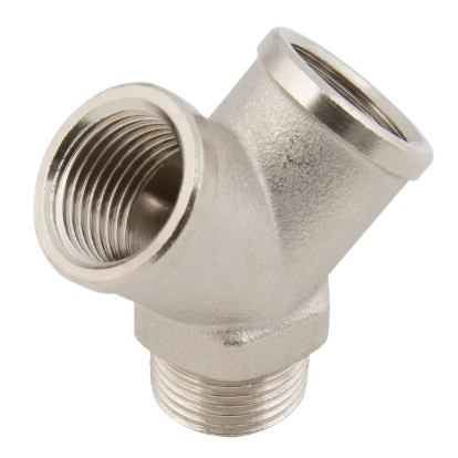 Y Connector, Male Inlet, Nickel Plated Brass
