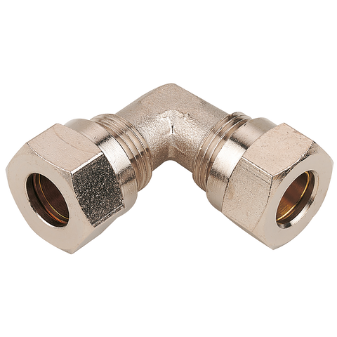 Compression Elbow, Nickel Plated Brass, Metric