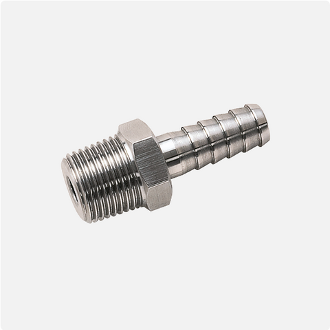 Stainless Steel Equal Male Hosetail Adaptor, BSPT