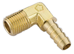 Equal Male Hosetail Elbow, Brass, BSPT