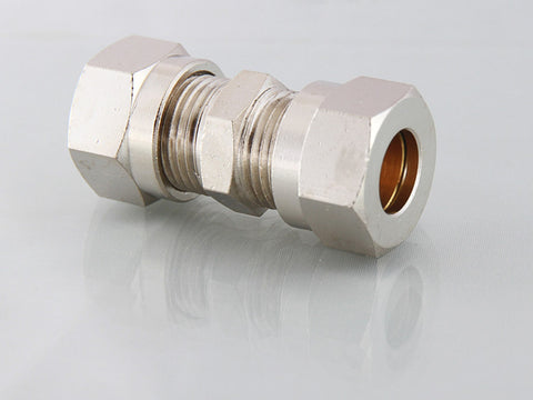 Compression Straight Connector, Nickel Plated Brass, Metric